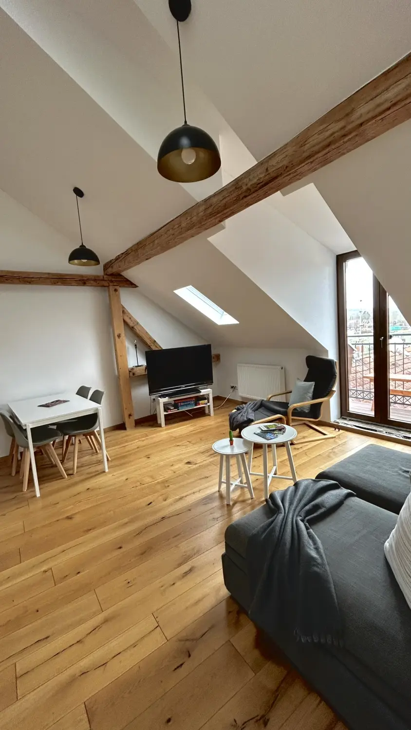 Ferienwohnung Schütz - Wohnzimmer mit Sofas und weiteren Accessoires